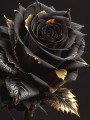 Schwarze Rose Gold Blume Wandbild Poster Leinwand