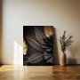 Schwarze Blätter Gold Pflanzen Wandbild Poster Leinwand