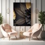 Schwarze Blätter Gold Pflanzen Wandbild Poster Leinwand
