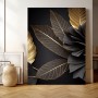 Schwarze Blätter Gold Pflanzen Wandbild Poster Leinwand