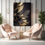 Schwarz Gold Pflanze Blatt Leinwand Poster