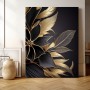 Schwarz Gold Pflanze Blatt Leinwand Poster