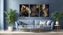 Schwarze Blätter Gold Pflanzen Wandbild Poster Leinwand