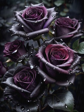 Schwarze Rose Pflanze Blatt Leinwand Poster