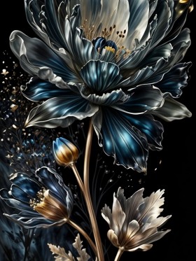 Blaue Blume mit Leinwand Poster