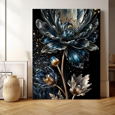 Blaue Blume mit Leinwand Poster