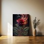 Brennende Rose Blume Pflanze Rot auf Leinwand