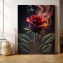 Brennende Rose Blume Pflanze Rot auf Leinwand