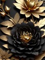 Schwarze Blumen Lotus Rosen Gold Pflanzen