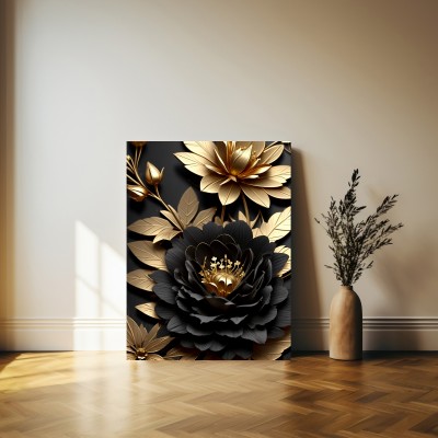 Schwarze Blumen Lotus Rosen Gold Pflanzen