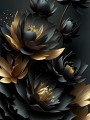 Schwarze Blumen Lotus Rosen Gold Pflanzen