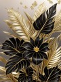 Pflanzenkomposition Schwarz Gold Blumen Pflanzen Leinwand