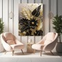 Pflanzenkomposition Schwarz Gold Blumen Pflanzen Leinwand