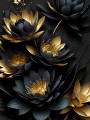 Blume Schwarz Gold Leinwand Poster Botanisch Wohnzimmer