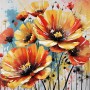 Mohnblumen Orange Gelbe Blumen Wandbild Poster Leinwand