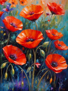 Mohnblumen Roter Mohn Leinwand Poster Wohnzimmer Küche