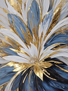 Blaue Gold Blumen Leinwand Poster Wohnzimmer Küche