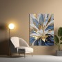Blaue Gold Blumen Leinwand Poster Wohnzimmer Küche