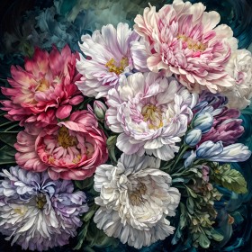 Blumenstrauß Pfingstrose Blumen Wandbild Poster Leinwand