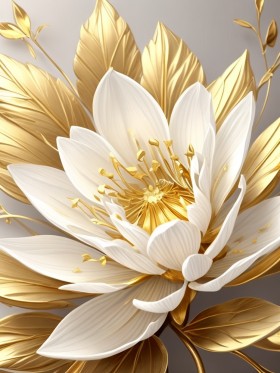 Goldene Pflanzenblume Frühlingsblumen Leinwand Poster Wohnzimmer Küche