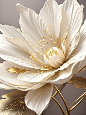 Goldene Pflanzenblume Frühlingsblumen Leinwand Poster Wohnzimmer Küche