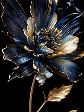 Schwarze Und Blaue Blume Leinwand Poster Wohnzimmer Küche