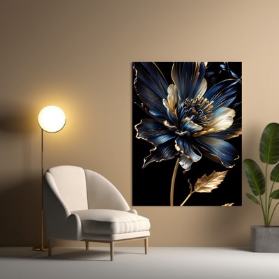 Schwarze Und Blaue Blume Leinwand Poster Wohnzimmer Küche