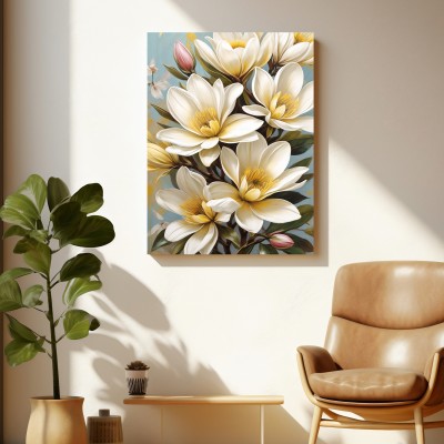Weiße Blume Leinwand Poster Wohnzimmer Küche