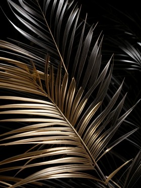 Schwarz Gold Palmenblatt Leinwand Poster Wohnzimmer Küche