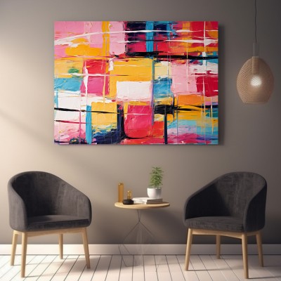 Abstraktes Leinwandgemälde im modernen urbanen Stil mit lebendigen Farben Kunstdruck Leinwand Poster