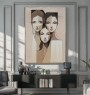 Gesichter abstrakte Malerei in Beige und Braun, Gemälde