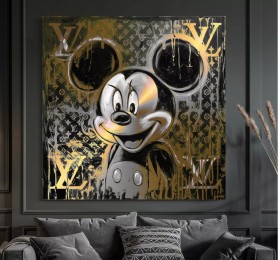 LV Mickey Pop-Art gold-gelb Wandbild