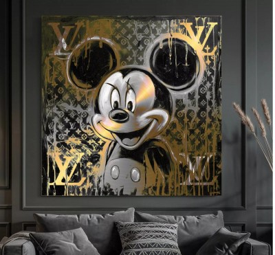 LV Mickey Pop-Art gold-gelb Wandbild
