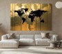 Weltkarte in Gold-Gelb und Schwarz – Modernes Wandbild