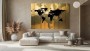 Weltkarte in Gold-Gelb und Schwarz – Modernes Wandbild