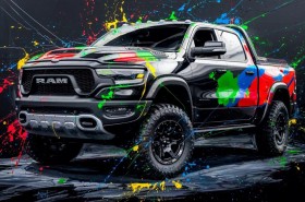 Dodge RAM abstraktes modernes buntes Wandbild Auto