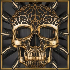Totenkopf Schädel Schwarz-Gold-Optik Skull Modern