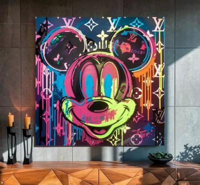 LV Micky Pop-Art Neon-farbig Wandbild