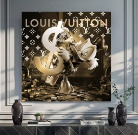 Donald-Dagobert Street-Art Pop-Art in Gold-Gelb