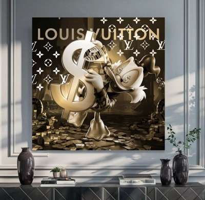 Donald-Dagobert Street-Art Pop-Art in Gold-Gelb
