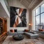 Abstraktes Wandbild Kunst Kupfer schwarz-grau Loft