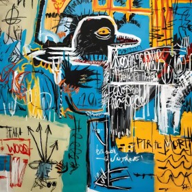Abstrakter Vogel Kunst im Basquiat-Stil, Buntes Modern