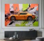 Porsche Rennwagen Abstrakt Modern Buntes Wandbild