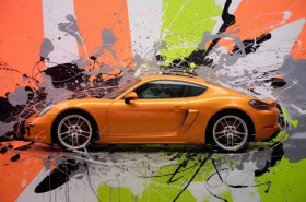Porsche Rennwagen Abstrakt Modern Buntes Wandbild