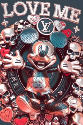 LV Micky 3D Wandbild Love-me Pop-Art