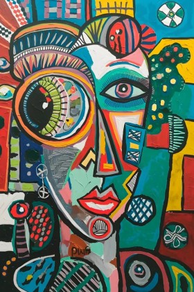 Basquiat-Picasso-Stil abstraktes Gemälde Wandbild