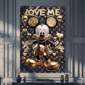 Micky Luxus Wandbild Comic-Art Graffiti Gold