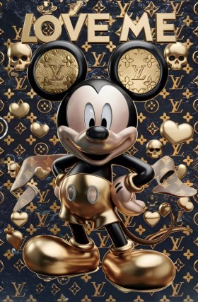 Micky Luxus Wandbild Comic-Art Graffiti Gold