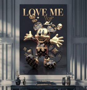 LV Micky Schwarz Gold 3D Wandbild