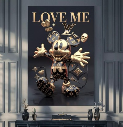 LV Micky Schwarz Gold 3D Wandbild